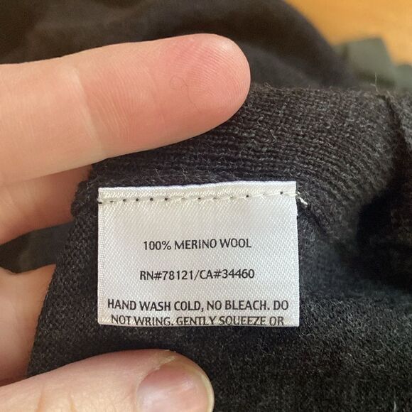 Eileen Fisher Black 100% Merino Wool Long Sleeve Asymmetrical Hem Dress Size M - Picture 8 of 12